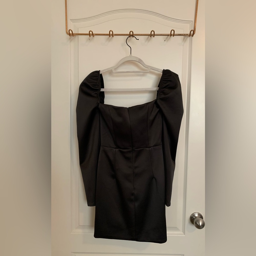 Oh Polly “Possession” Puff Long Sleeve Satin Corset Mini Dress - Picture 4 of 7